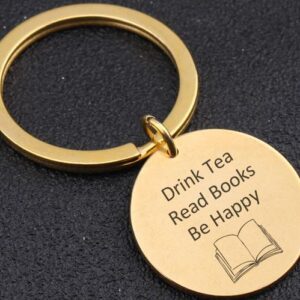 Drink Tea Gold Keychain