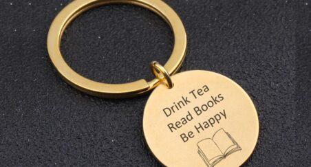 Drink Tea Gold Keychain